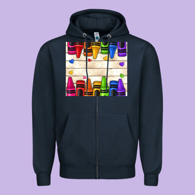 Custom Teacher Name Crayons Zipper Hoodie Designed By Nancycooperartshop