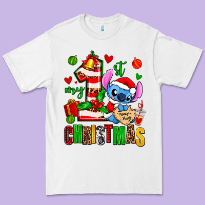 My First Christmas Stitch Premium Tee Designed By Adodesignshop