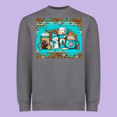 Winter Snowman Coffee Heavyweight Sweatshirt Designed By Jasminsmagicworld