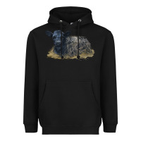 Black Black Angus Calf Illustrations Heavyweight Hoodie - LillyAllenDesigns