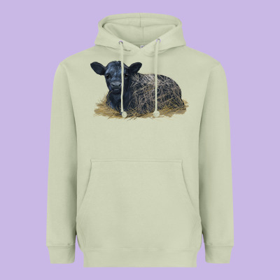 Black Angus Calf Illustrations Heavyweight Hoodie Designed By Lillyallendesigns