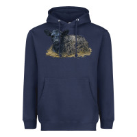 Navy Black Angus Calf Illustrations Heavyweight Hoodie - LillyAllenDesigns