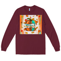 Burgundy blessed pumpkin Long Sleeve Tee - NancyCooperArtShop