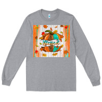 Heather Grey blessed pumpkin Long Sleeve Tee - NancyCooperArtShop