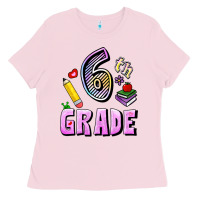 Bubblegum Pink Sixth Grade Ladies Tee - RanaPortraitStore