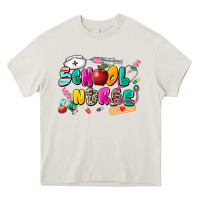 Cream school nurse Heavy Core Tee - Zillion Design Studio