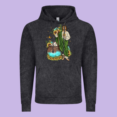 San Judas Coffee Cup Sunflower Vintage Hoodie Designed By Jahusdesignshop