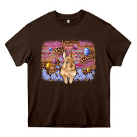Chocolate Brown easter bunny egg leopard background Heavy Core Tee - Artiststas