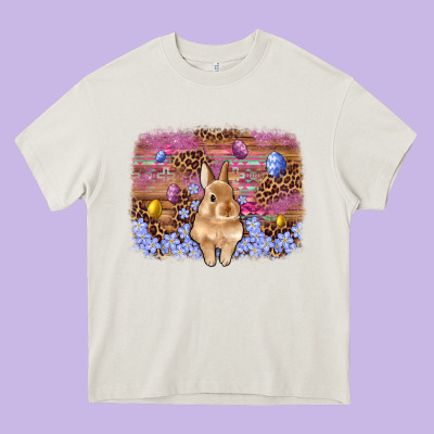 Easter Bunny Egg Leopard Background Heavy Core Tee Designed By Artiststas