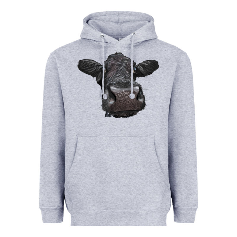 Black Angus Heifer Heavyweight Hoodie by LillyAllenDesigns | Teevron