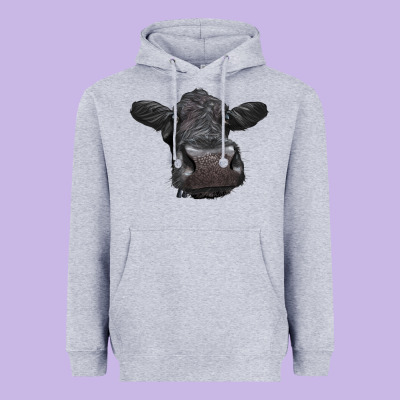 Black Angus Heifer Heavyweight Hoodie Designed By Lillyallendesigns