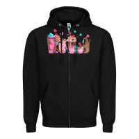 Black nail tech coffee cups Zipper Hoodie - NancyCooperArtShop