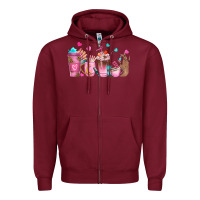 Burgundy nail tech coffee cups Zipper Hoodie - NancyCooperArtShop