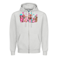 Dove Grey nail tech coffee cups Zipper Hoodie - NancyCooperArtShop