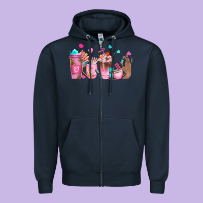 Nail Tech Coffee Cups Zipper Hoodie Designed By Nancycooperartshop
