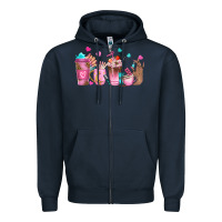 Navy nail tech coffee cups Zipper Hoodie - NancyCooperArtShop
