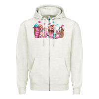 Oatmeal Heather nail tech coffee cups Zipper Hoodie - NancyCooperArtShop