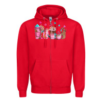 Red nail tech coffee cups Zipper Hoodie - NancyCooperArtShop