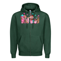 Sports Green nail tech coffee cups Zipper Hoodie - NancyCooperArtShop