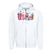 White nail tech coffee cups Zipper Hoodie - NancyCooperArtShop