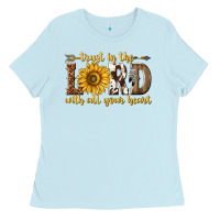 Baby Blue Trust in the lord with all your heart Ladies Tee - texasbilliewilder