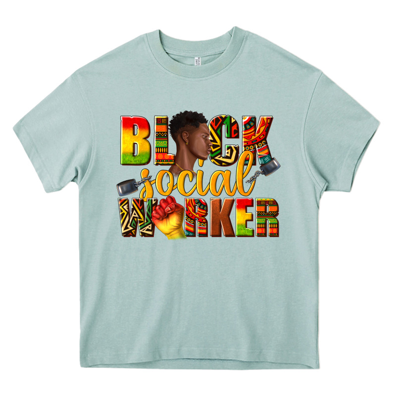 Black Social Worker Heavy Core Tee by texasbilliewilder | Teevron