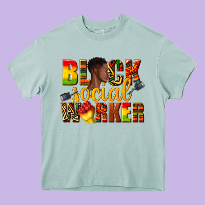 Black Social Worker Heavy Core Tee Designed By Texasbilliewilder