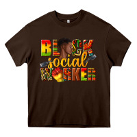 Chocolate Brown black social worker Heavy Core Tee - texasbilliewilder