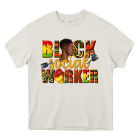 Cream black social worker Heavy Core Tee - texasbilliewilder