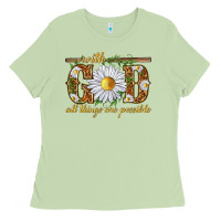 Matcha With God all things are possible with daisy Ladies Tee - texasbilliewilder