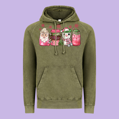 Pink Christmas Coffee Vintage Hoodie Designed By Jahusdesignshop