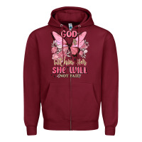 Burgundy god is within her she will not fail Zipper Hoodie - MaliasSmallBusiness