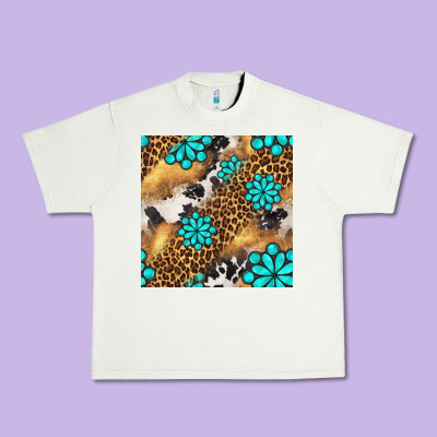 Western Turquoise Gemstone Seamless Pattern Urban Heavy Tee Designed By Bundleandbundleshop