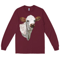 Burgundy Texas Longhorn Calf Face Long Sleeve Tee - LillyAllenDesigns