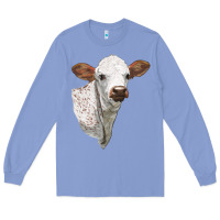 Colony Blue Texas Longhorn Calf Face Long Sleeve Tee - LillyAllenDesigns