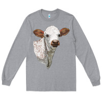 Heather Grey Texas Longhorn Calf Face Long Sleeve Tee - LillyAllenDesigns