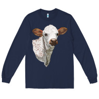Navy Texas Longhorn Calf Face Long Sleeve Tee - LillyAllenDesigns