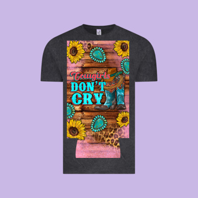 Cowgirls Don't Crty Boots Hat Sunflowers 12 Oz Can Cooler  (slim) Vintage Tee Designed By Artiststas