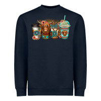 Navy serape floral longhaired cow coffee cups Heavyweight Sweatshirt - Jasminsmagicworld