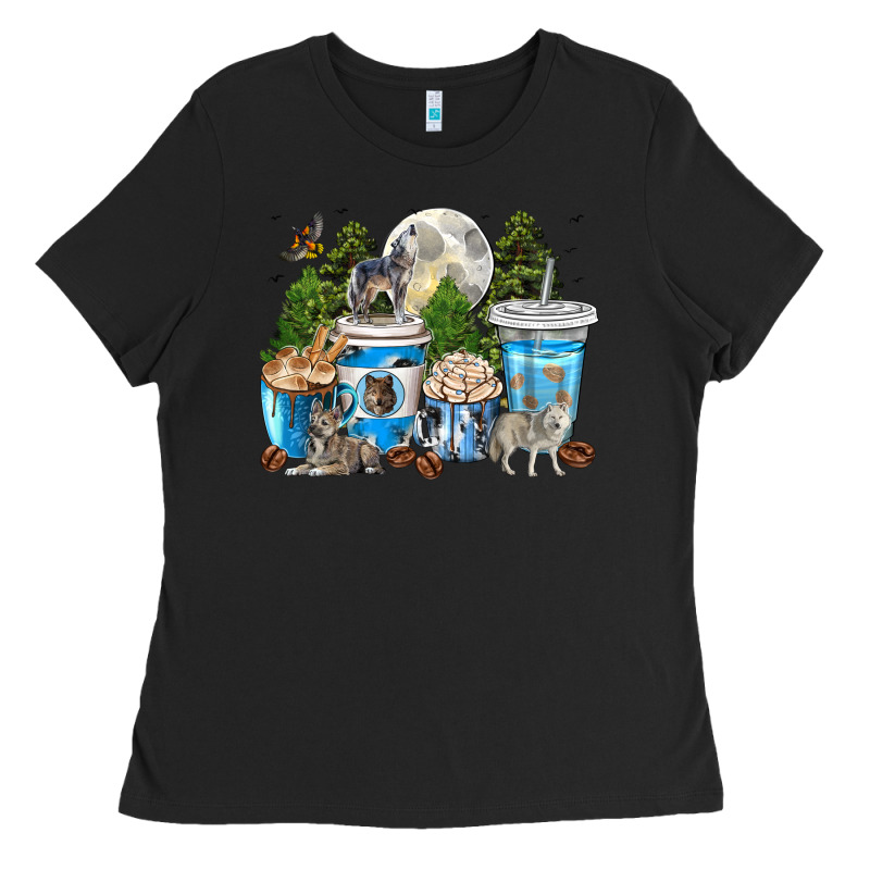 Wolf Coffee Cups Ladies Tee by texasbilliewilder | Teevron