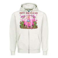Oatmeal Heather pretty girls walk like this this Zipper Hoodie - NancyCooperArtShop