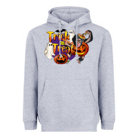 Heather Grey Trick Or Treat Chimpanzee Heavyweight Hoodie - LillyAllenDesigns