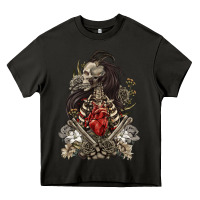 Asphalt floral skeleton Heavy Core Tee - RanaPortraitStore