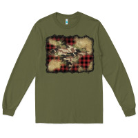 Army Green buffalo plaid christmas camouflage glitter background Long Sleeve Tee - Jasminsmagicworld