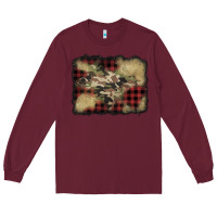 Burgundy buffalo plaid christmas camouflage glitter background Long Sleeve Tee - Jasminsmagicworld