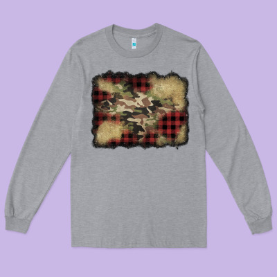 Buffalo Plaid Christmas Camouflage Glitter Background Long Sleeve Tee Designed By Jasminsmagicworld