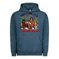 Pigment Midnight Navy holy cow its christmas Urban Hoodie - CowGirlArtShop