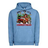 Pigment Pebble Blue holy cow its christmas Urban Hoodie - CowGirlArtShop