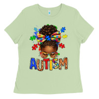 Matcha Autism Awareness afro messy bu Ladies Tee - texasbilliewilder