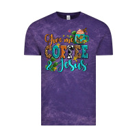 Cloud Purple gıve me coffee and jesus Vintage Tee - AdoDesignShop